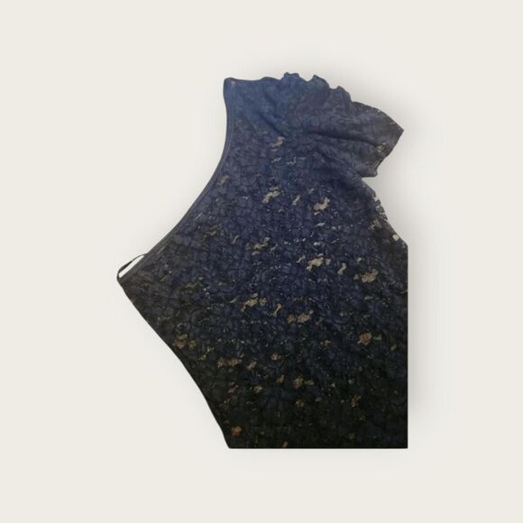 Vintage Y2k Bebe black lace sheer see through one shoulder going out shirt - Picture 3 of 5